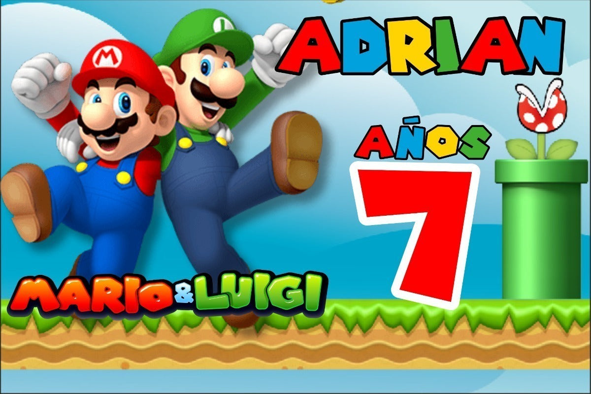 Lona Cumpleaños Super Mario Bros 1.50m X 1m (diseño Grátis)