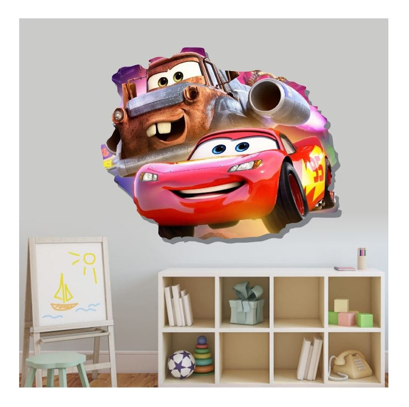 Vinilo Decorativo Cars Mate Y Rayo Mcqueen 1.10m X .90m