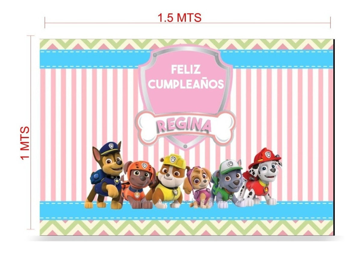 Lona Cumpleaños Paw Patrol 1.50m X 1m (diseño Grátis)