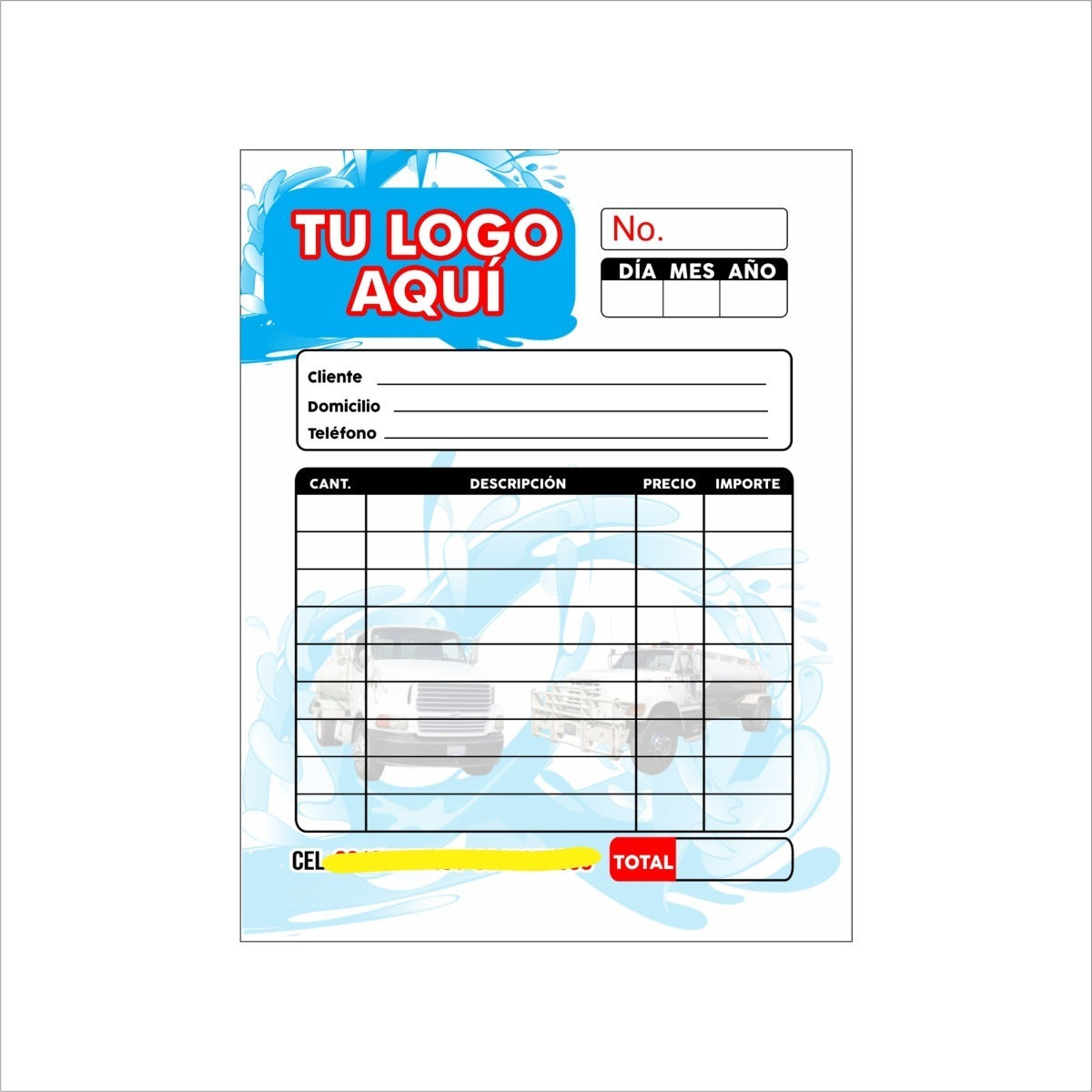 1000 Notas De Remisión Personalizadas 1/2 Carta