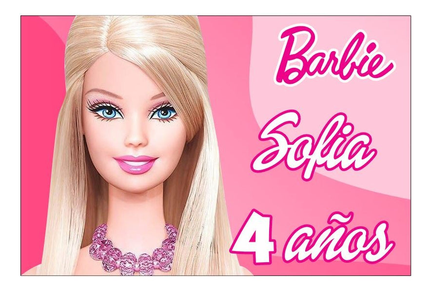 Lona Cumpleaños Barbie 1.50m X 1m (diseño Grátis