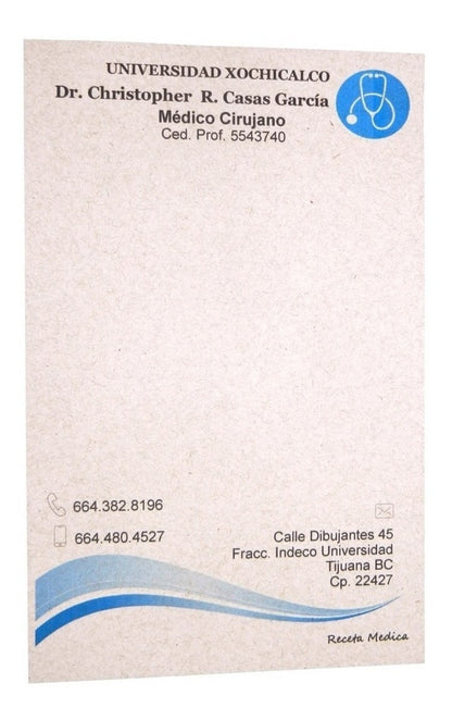 1000 Recetas Médicas A Color En Papel Cappuccino De 75 Gr