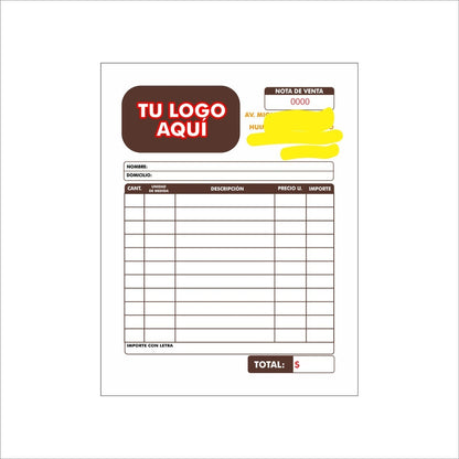 1000 Notas De Remisión Personalizadas 1/2 Carta