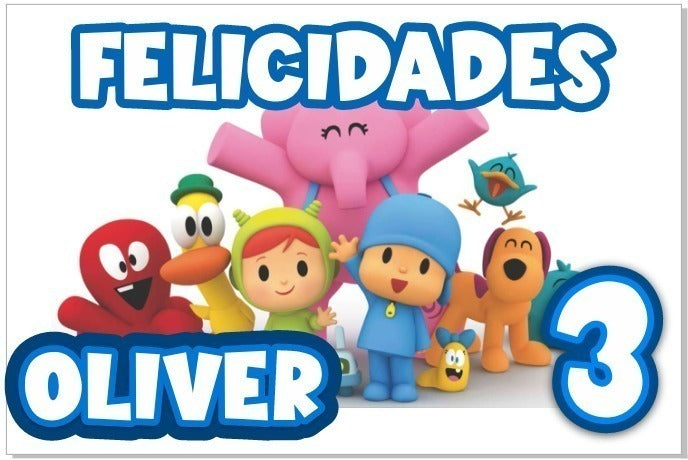 Lona Cumpleaños Pocoyo 1.50m X 1m (diseño Grátis)