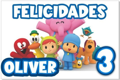 Lona Cumpleaños Pocoyo 1.50m X 1m (diseño Grátis)