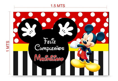 Lona Cumpleaños Minnie Y Mickey 1.50m X 1m (diseño Grátis)