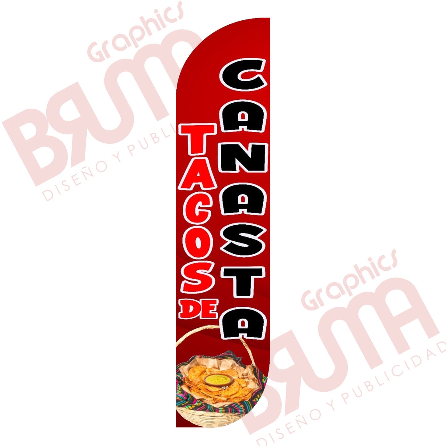Bandera Publicitaria Tacos De Canasta (solo Tela) 3.5m