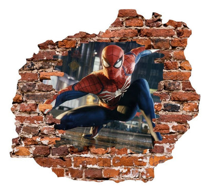 Vinilo Decorativo Spider Man Pared Rota 1.10m X .90m