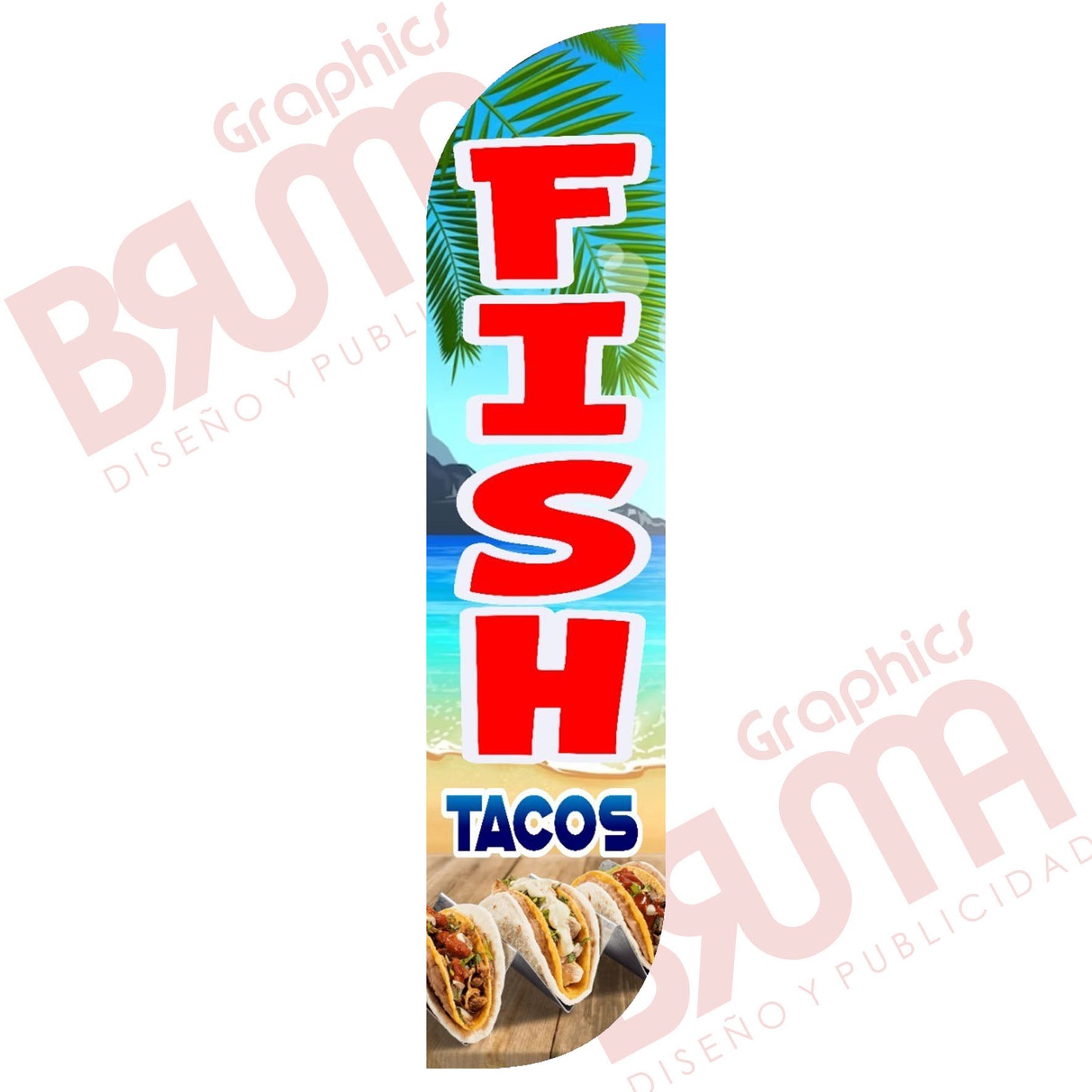 Bandera Publicitaria Tacos De Pescado/fish (solo Tela)3.5m