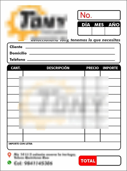 1000 Notas De Remisión 1/4 Con 1 Autocopiable
