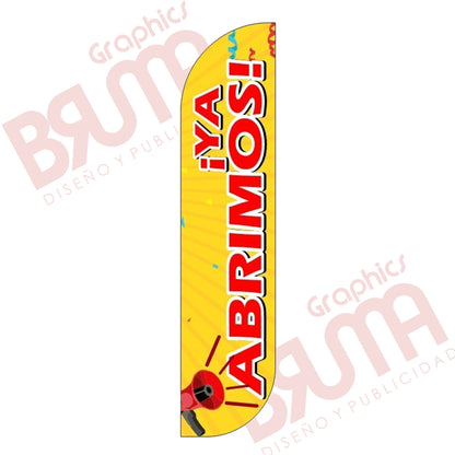 Bandera Publicitaria Ya Abrimos (solo Tela) 3.5m