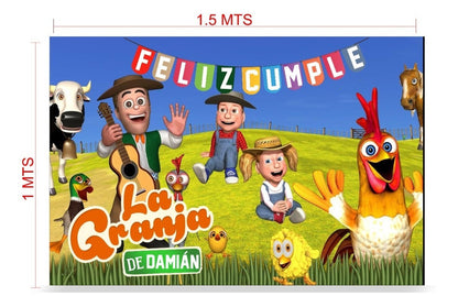 Lona Cumpleaños La Granja De Zenon 1.50m X 1.5m