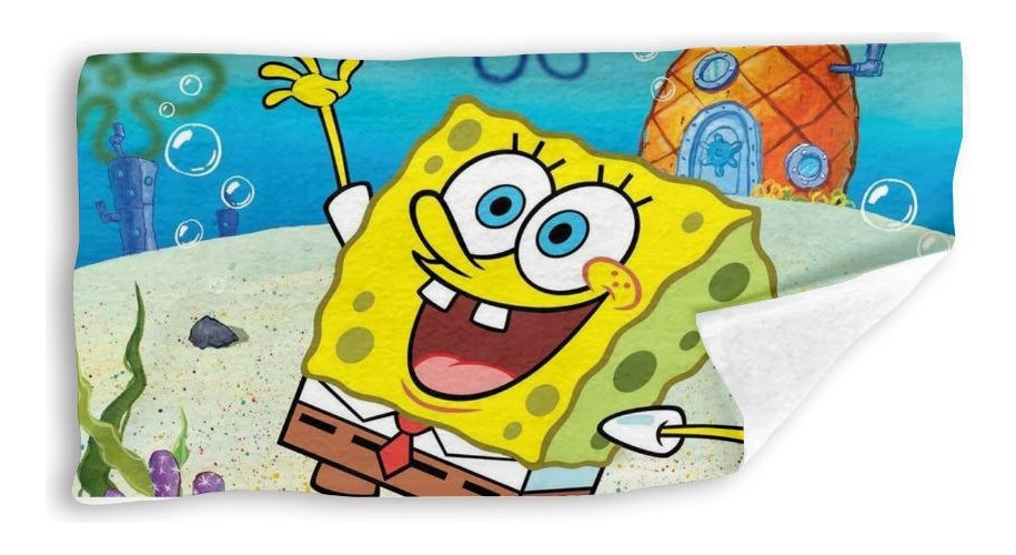 Toalla De Baño Premium Bob Esponja 1.47x77cm Microfibra