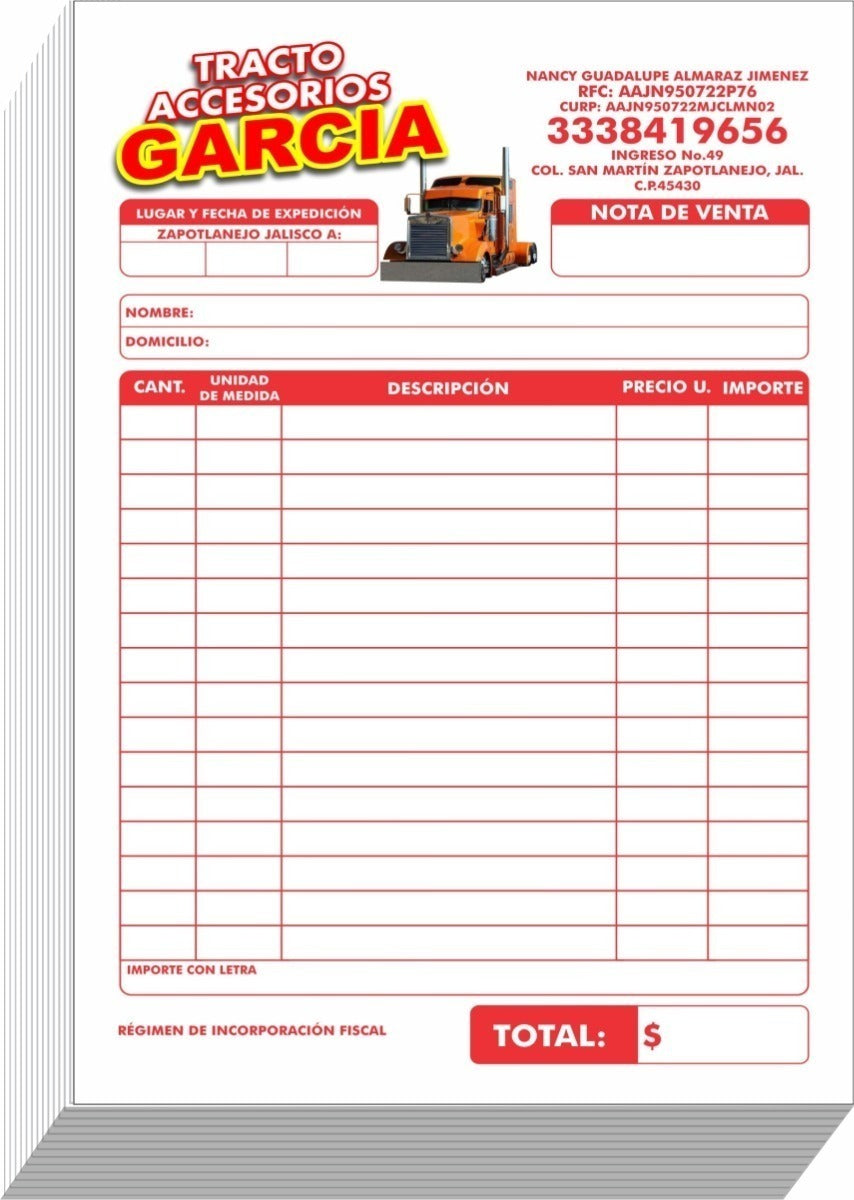 1000 Notas De Remisión 1/4 Original