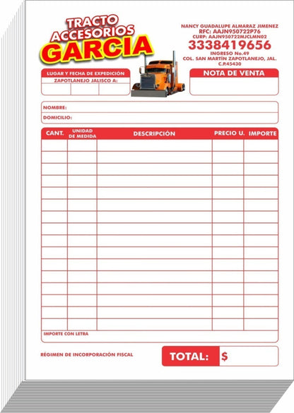 1000 Notas De Remisión 1/4 Original