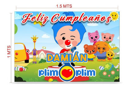 Lona Cumpleaños Plim Plim 1.50m X 1m (diseño Grátis)