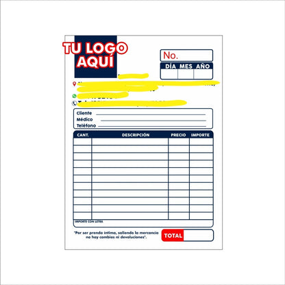 1000 Notas De Remisión Personalizadas 1/2 Carta