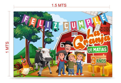 Lona Cumpleaños La Granja De Zenon 1.50m X 1.5m