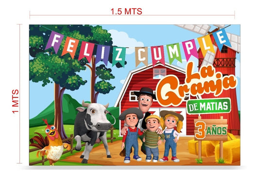 Lona Cumpleaños La Granja De Zenon 1.50m X 1.5m