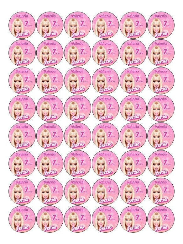 120 Stickers Barbie 7x7cm Personalizadas Suajadas