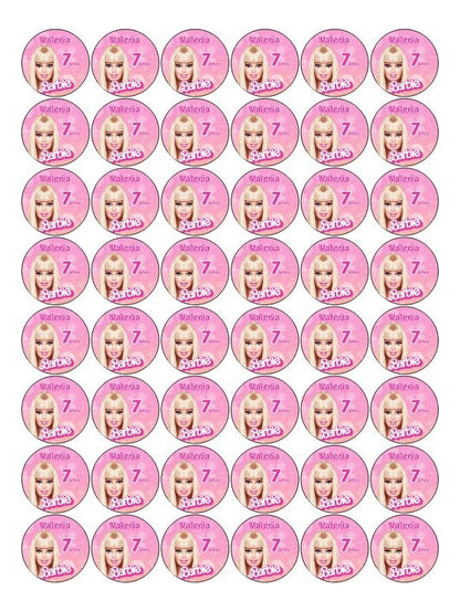 120 Stickers Barbie 7x7cm Personalizadas Suajadas