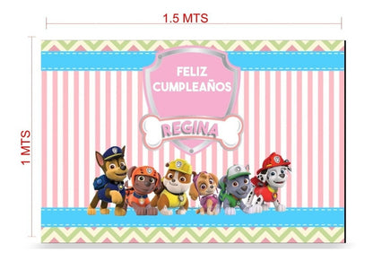 Lona Cumpleaños Paw Patrol 1.50m X 1m (diseño Grátis)
