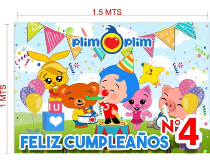 Lona Cumpleaños Plim Plim 1.50m X 1m (diseño Grátis)