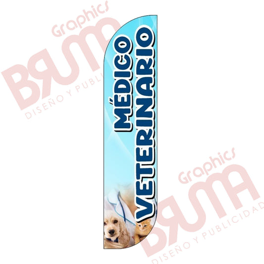 Bandera Publicitaria Medico Veterinario (solo Tela) 3.5m
